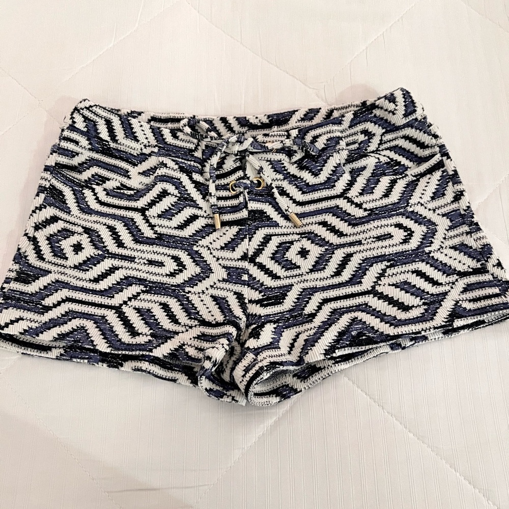 Melissa Odabash High Waist White and Blue swimming Shorts